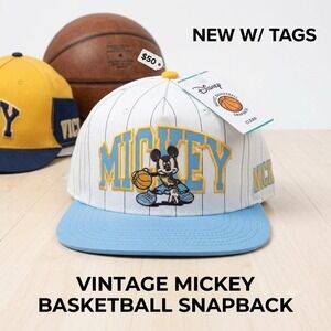 Disney Neff Mickey Mouse Snapback Hat White Blue Pinstripe Adjustable NWT